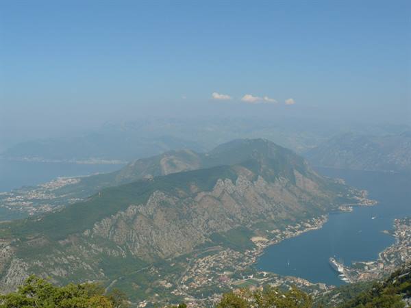 The bays of Kotor and Tivat climbing to Lovcen