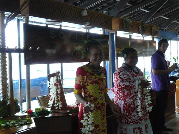 The welcome at Bora Bora Airport