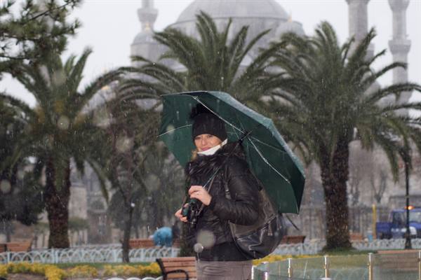 Snowfall at the Blue Mosque