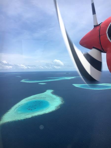 Flying over the Maldives