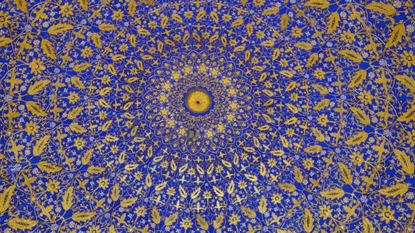 Cupola decorata con affreschi oro e blu, medersa di Samarcanda