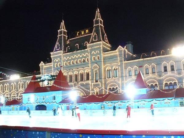 The GUM department store on a winter evening