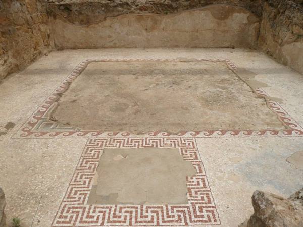 MORGANTINA - house of Ganymede, mosaics.