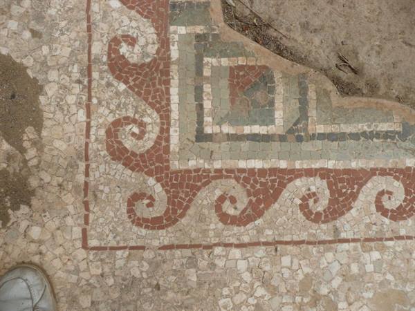 MORGANTINA - house of Ganymede - mosaic with sea wave.