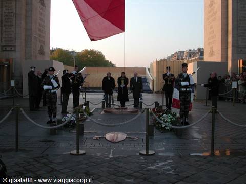 Ceremony at the Tomb of the Unknown Soldier beneath the Arc de Triomphe, Paris