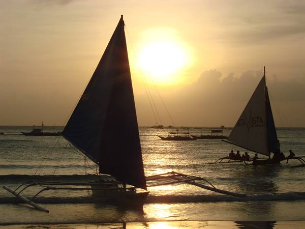 sunset on the white beach