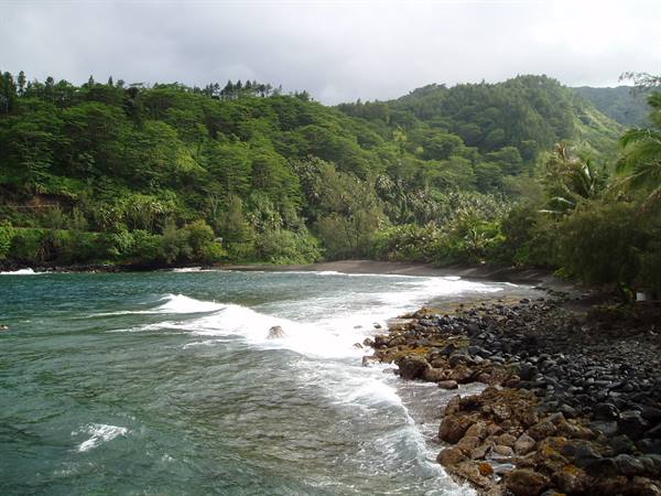 surfers' beach in Tahiti