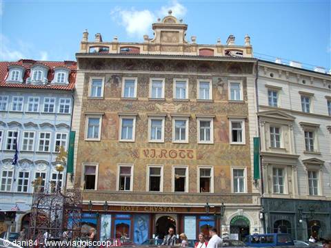 Frescoed facade of the Rott building, Old Town Square, Prague