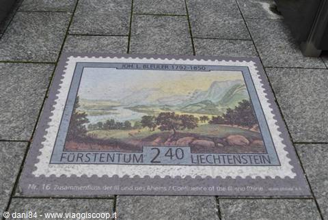 Stone stamp dedicated to Liechtenstein embedded in the pavement
