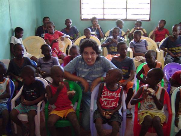 my husband playing with the children of the Malindi orphanage