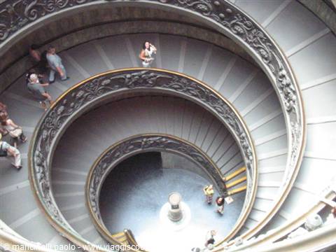 Visitors descending Bramante's spiral staircase in the Vatican