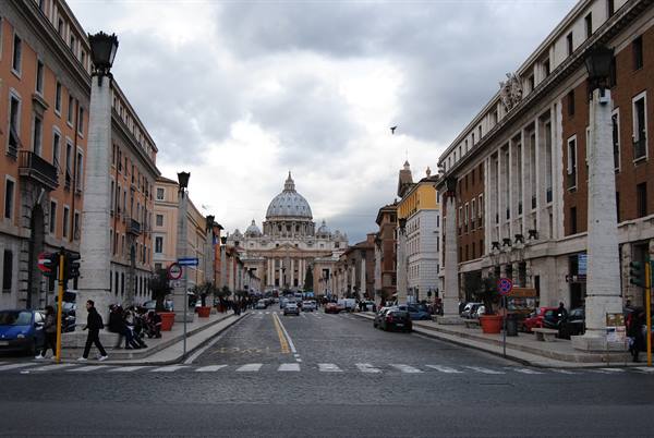 The basilica from Via della Conciliazione
