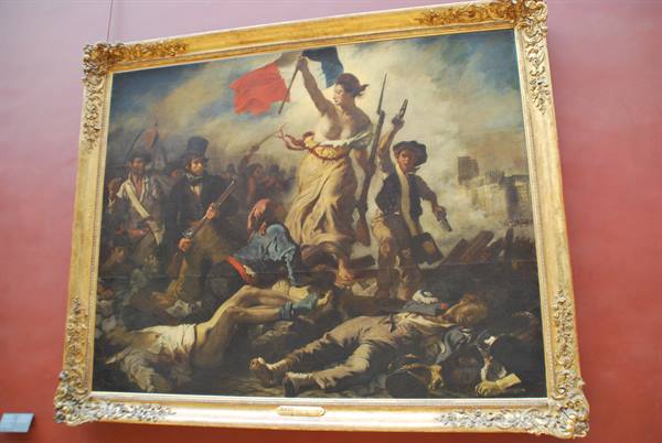 Delacroix's Liberty Leading the People in a gilded frame, Louvre museum