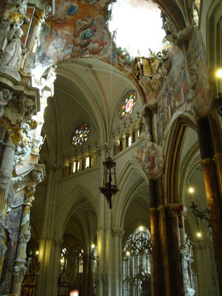 Gothic vaults and Baroque frescoes inside Toledo Cathedral