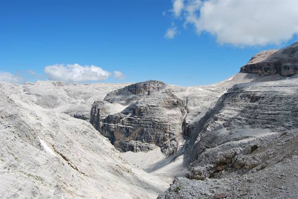 The lunar landscape of the Pordoi