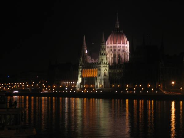 Night view of the illuminated Parliament reflecting in the Danube, Budapest