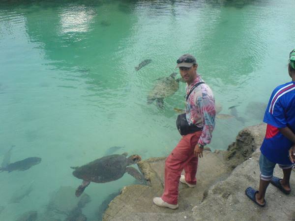 at the open-air aquarium with the tortoises