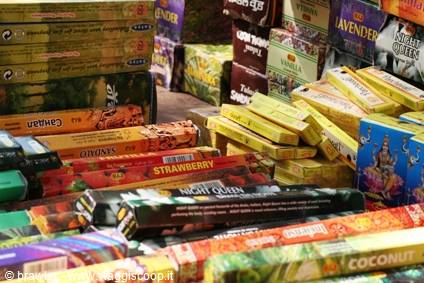 Colorful incense sticks packets on sale at the market