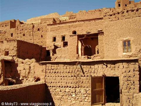 Ait Ben Haddou, mud-brick houses stacked under a clear blue sky