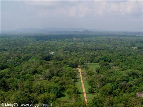 Gardens and green forest seen from Sigiriya Rock, cloudy sky