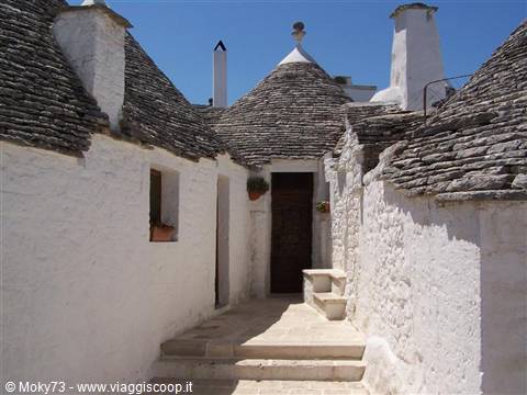 Trulli houses in Alberobello, whitewashed walls and stone conical roofs