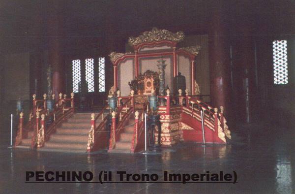 The Imperial Throne in Beijing, golden throne in dim hall