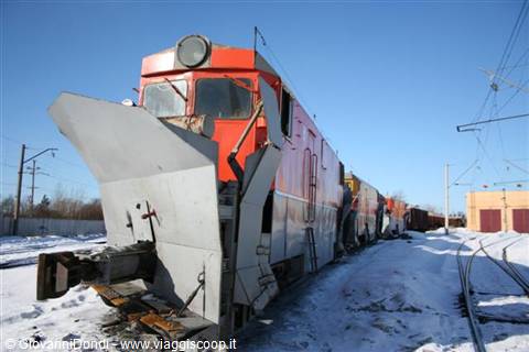 and a modern snow plough train