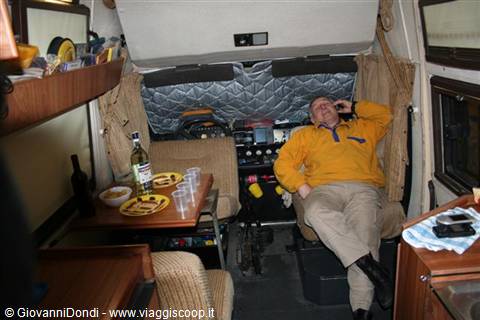 The interior of the camperized Daily
