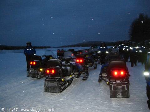 on the snowmobiles