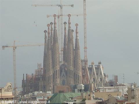 sagrada familia against the barcelona skyline