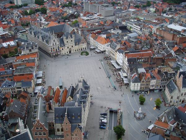Mechelen, view of the square from the cathedral's bell tower