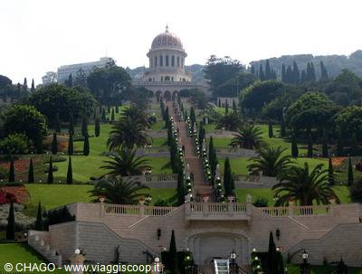 the Bahai gardens with the Bahai Shrine