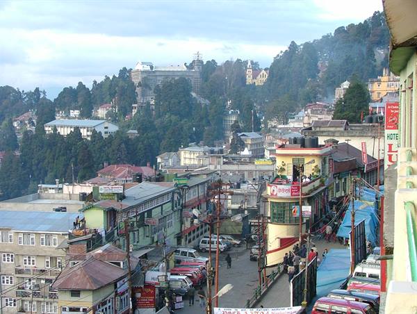 view over Darjeeling from the hotel