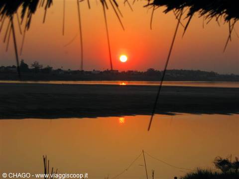 sunset over the Mekong river