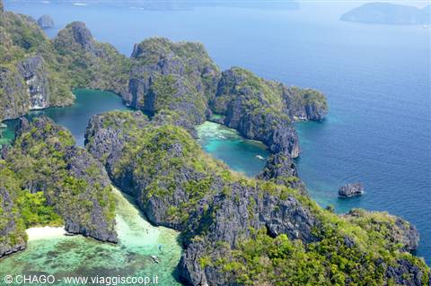 flyover of the magnificent El Nido lagoon