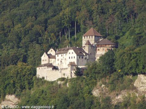 Vaduz Castle standing on the forested hillside