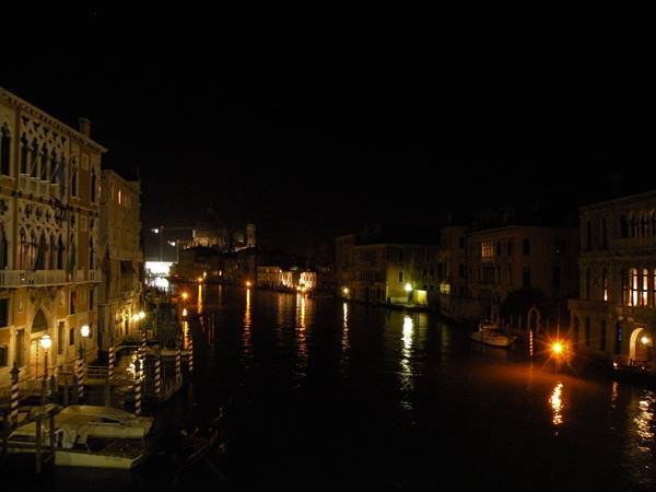 Grand Canal in the evening, from the Accademia bridge towards La Dogana