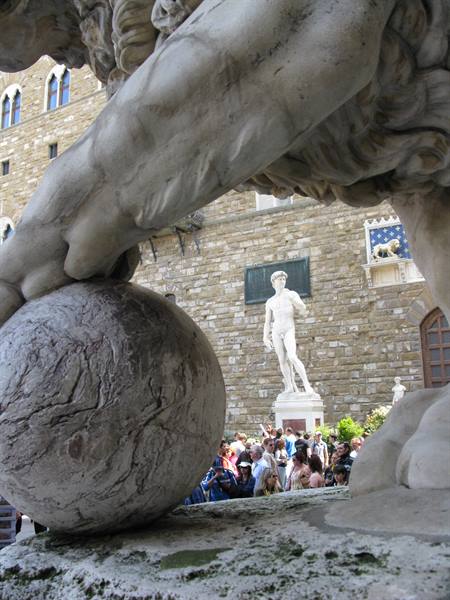 copy of Michelangelo's David in Piazza della Signoria