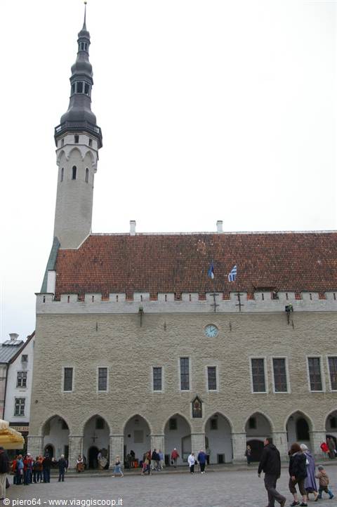 Tallinn's medieval Town Hall with its tall white tower
