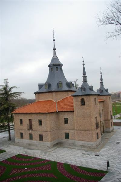 San Antonio de la Florida hermitage in Madrid with slate spires and brick walls