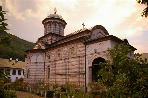 Brick and stone church with dome, Cozia monastery