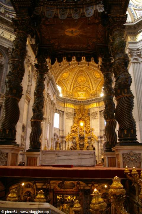 Bernini's bronze baldachin over the papal altar, St. Peter's Basilica
