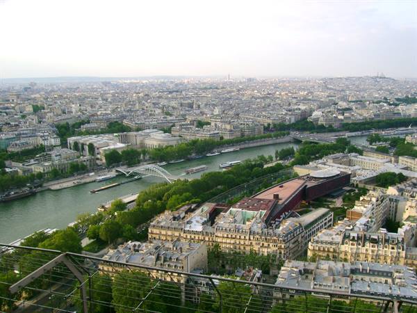 The Seine and Paris rooftops seen from the Eiffel Tower