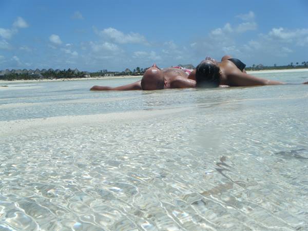 us on the atolls in front of the beach