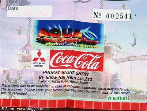 12/12/08 Phuket Stunt Show Entrance ticket
