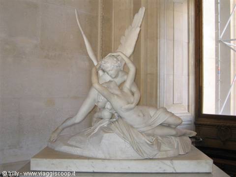 Marble sculpture of Cupid and Psyche at the Louvre, natural light