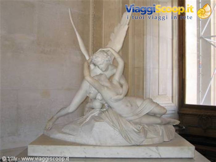Marble sculpture of Cupid and Psyche at the Louvre, natural light