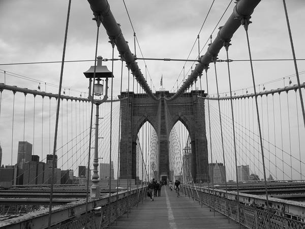 on the Brooklyn bridge