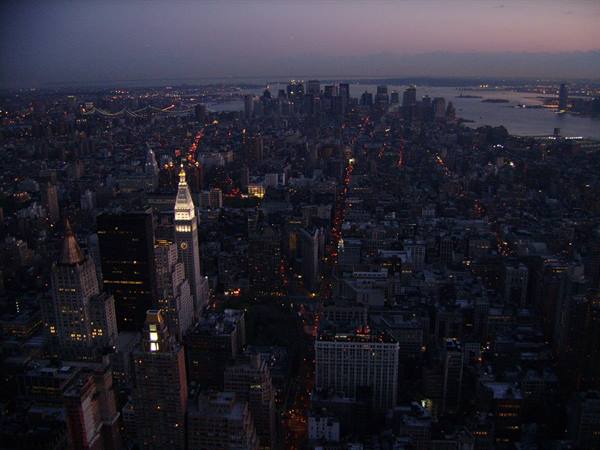 at the top of the Empire at dusk