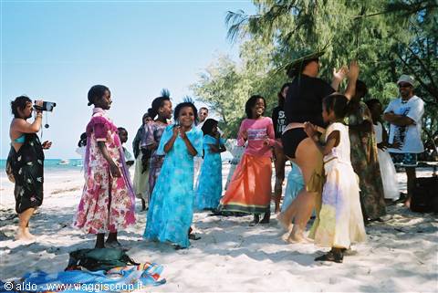 Playing on the beach with the children